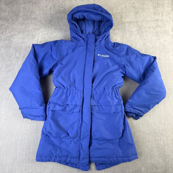Columbia Other - Columbia Girls Blue Omni-Heat Winter‎ Jacket Hooded Faux Fur Trim Size M 10/12